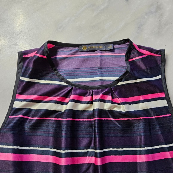 Outback‎ Red Womens XS Sleeveless Top Striped Purple Pink Casual Blouse - Picture 9 of 9